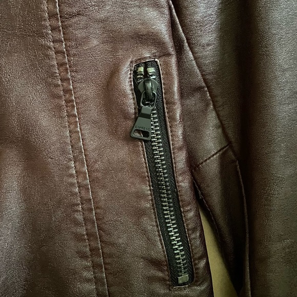 Vintage Express Vegan Leather Jacket Brown/Maroon - Picture 4 of 8